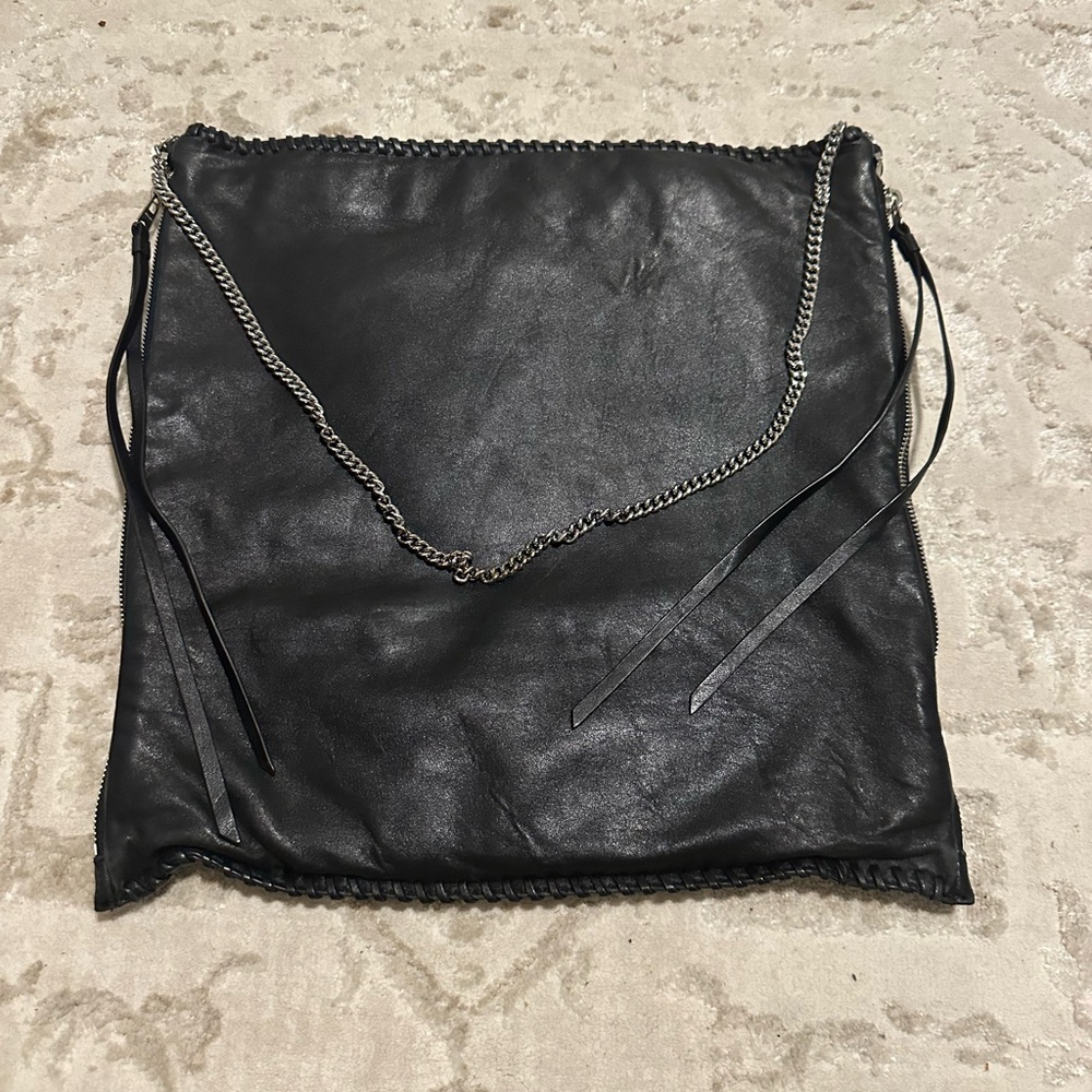 All saints Geniune Leather Black Bag with Silver Hardware